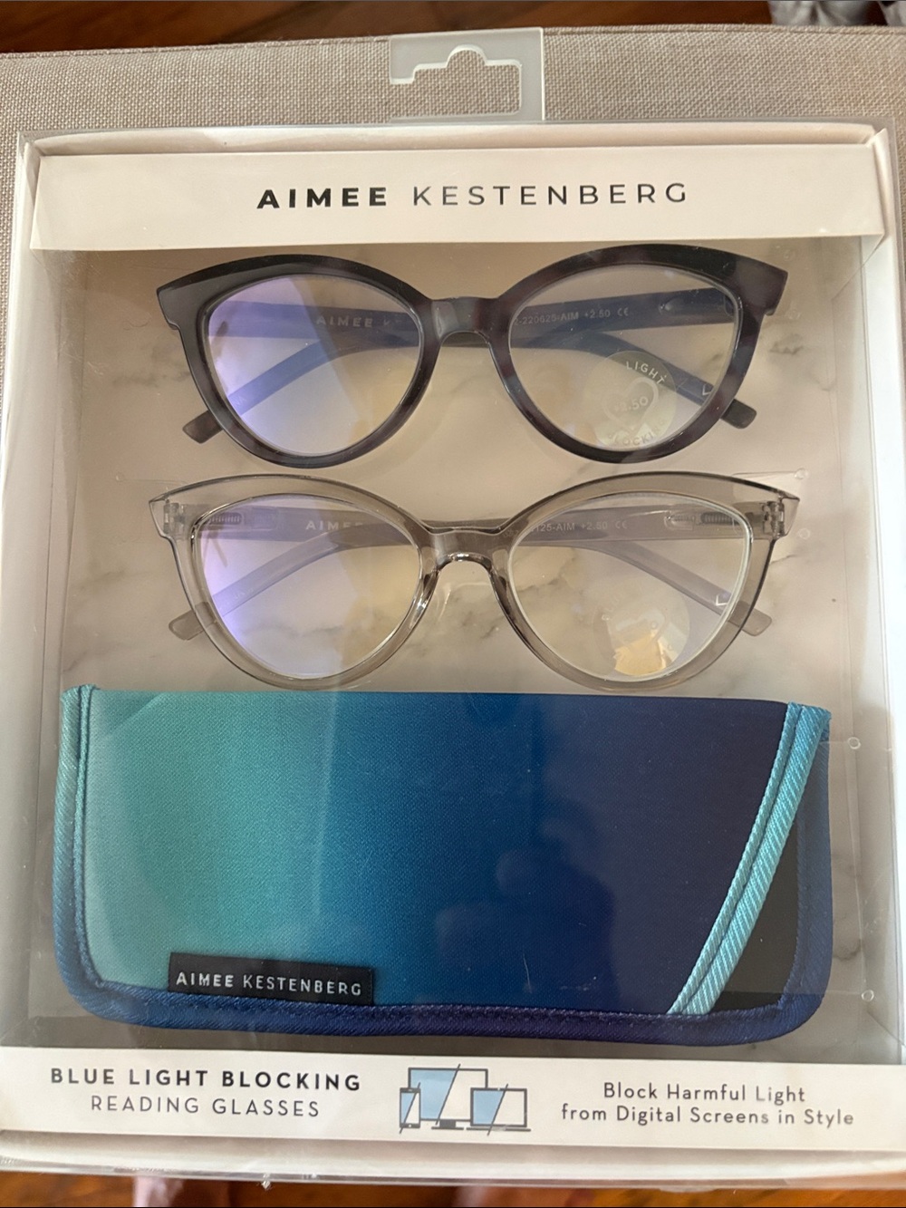 NIB Aimee Kestenberg Blue Light Blocking Glasses Duo - 2.5